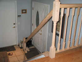 Upper angled railing installed