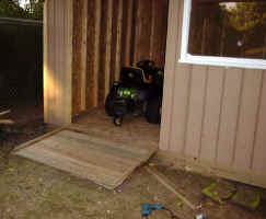 Finished Ramp, and Deere in the shed for the first time!
